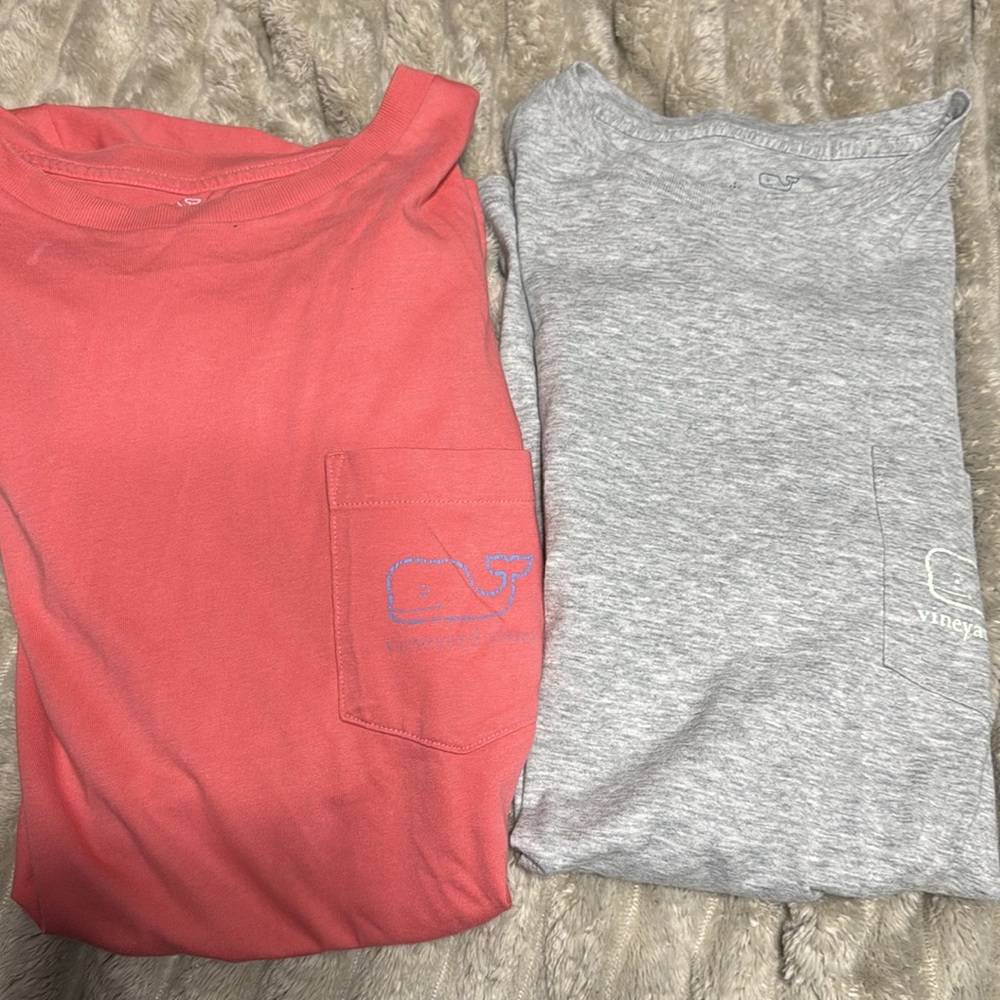 Men’s Vineyard Vines Medium Long Sleeve Pocket T-Shirts pink and Grey Bundle